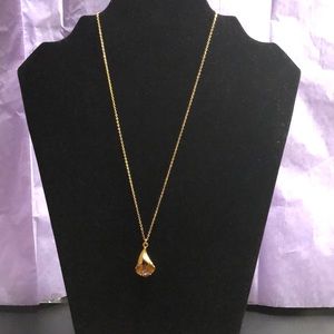 Calla Lilly Gold Pendant Vintage Necklace
